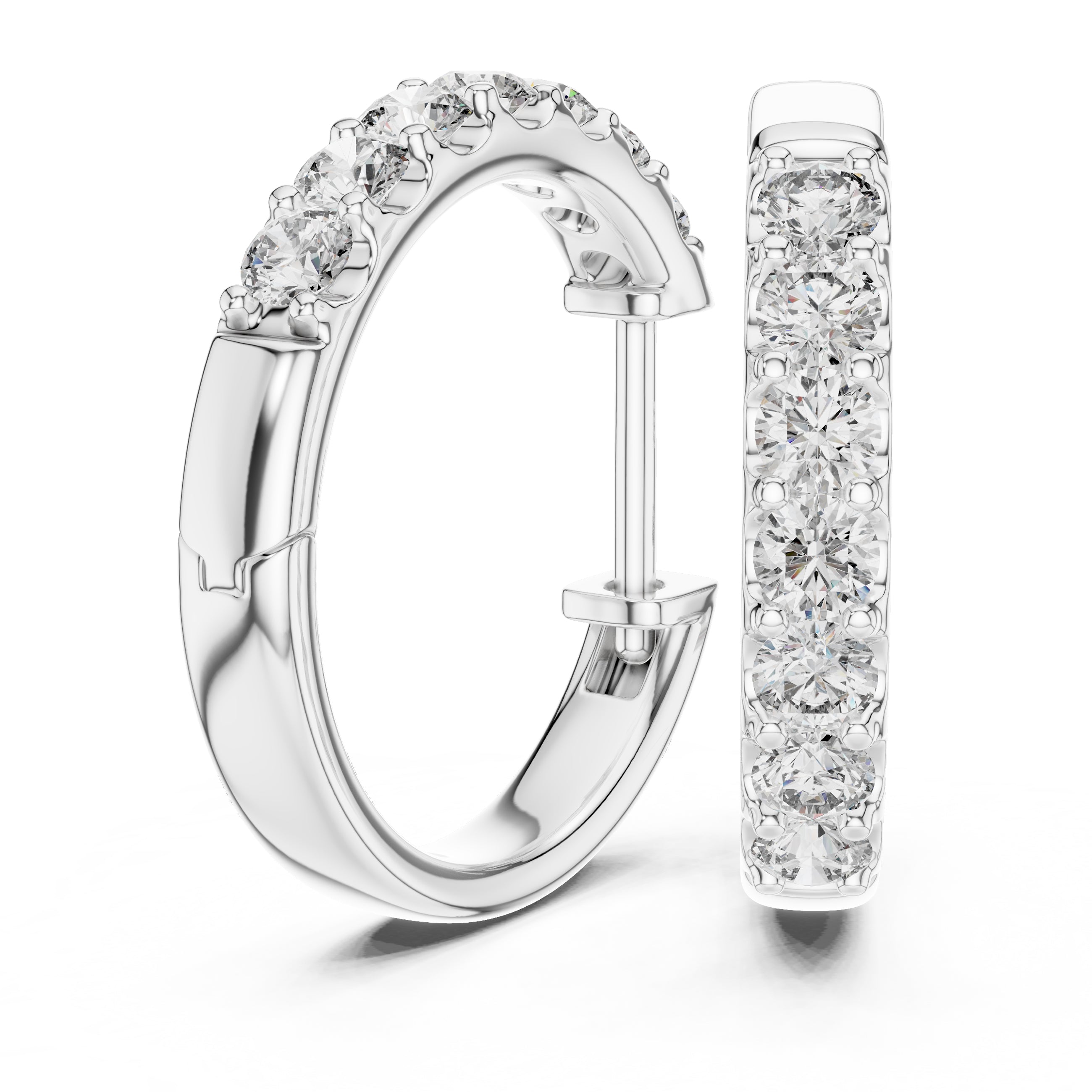 Sparkling Luxe 0.05CT Round Diamond Stud Huggies Hoops Earrings in 18KT
