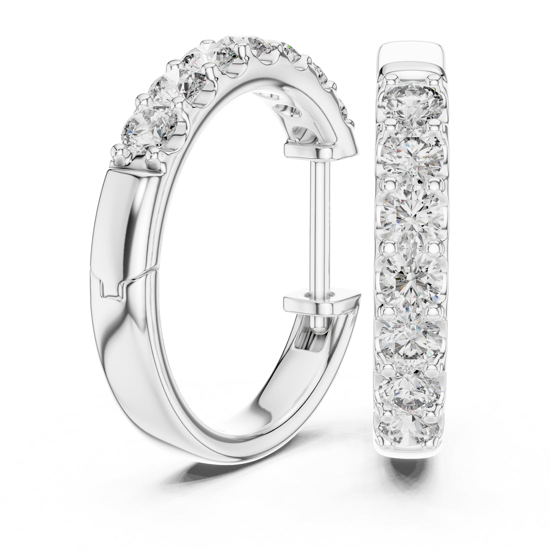 Sparkling Luxe 0.05CT Round Diamond Stud Huggies Hoops Earrings in 18KT
