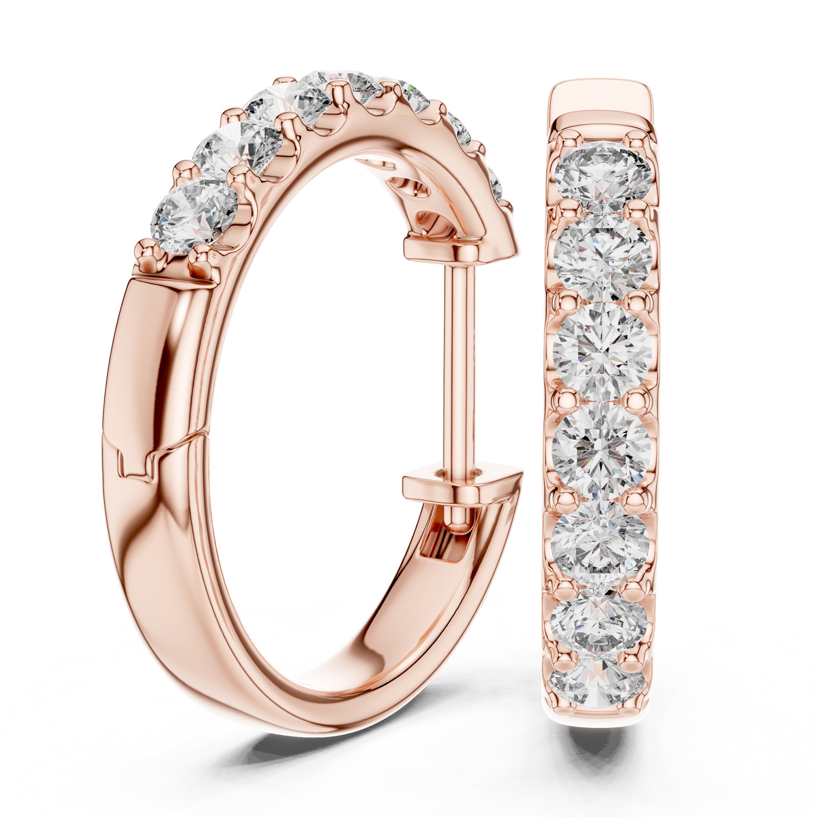 Sparkling Luxe 0.05CT Round Diamond Stud Huggies Hoops Earrings in 18KT