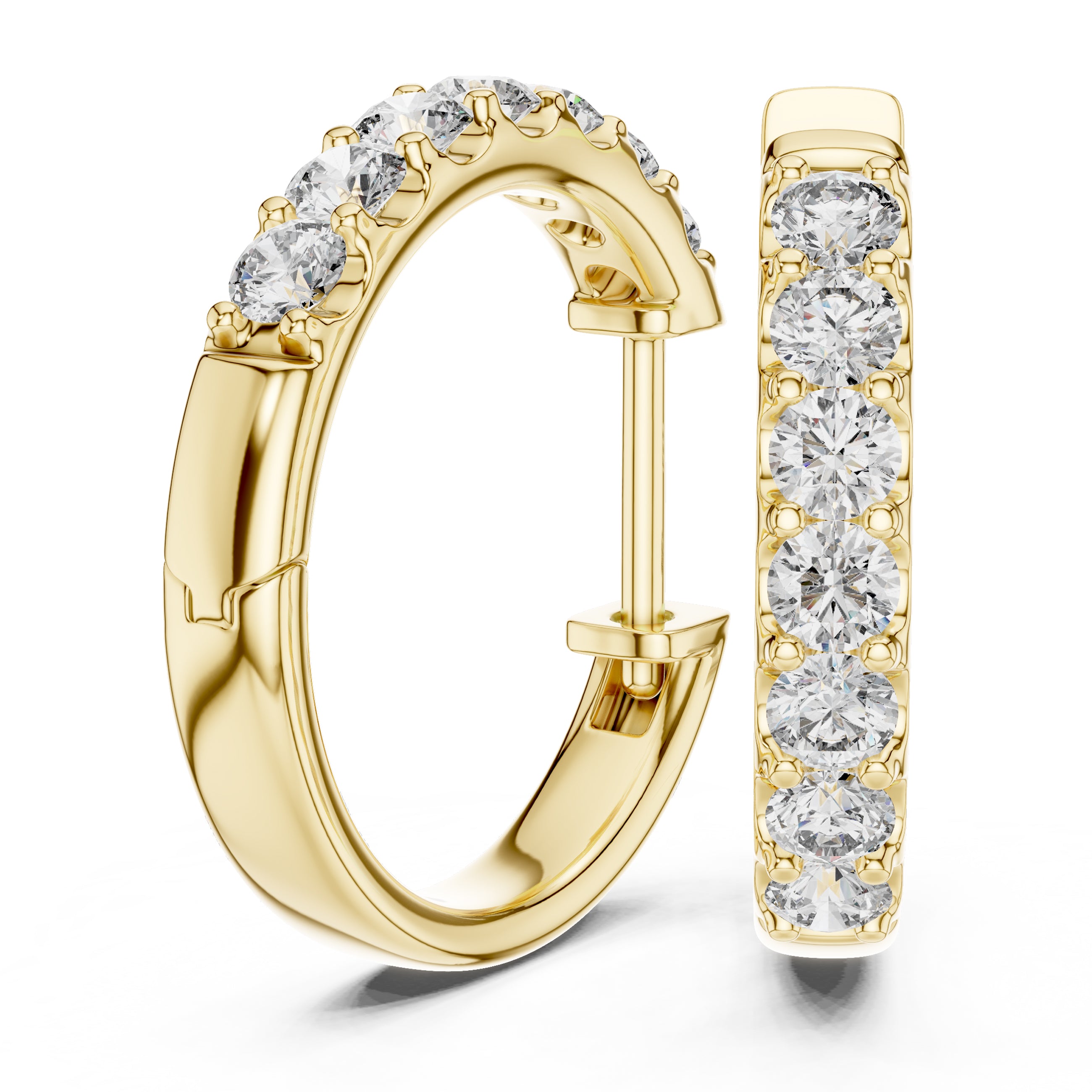 Sparkling Luxe 0.05CT Round Diamond Stud Huggies Hoops Earrings in 18KT