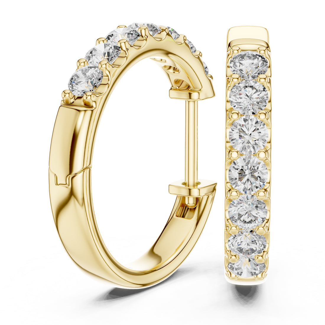 Sparkling Luxe 0.05CT Round Diamond Stud Huggies Hoops Earrings in 18KT