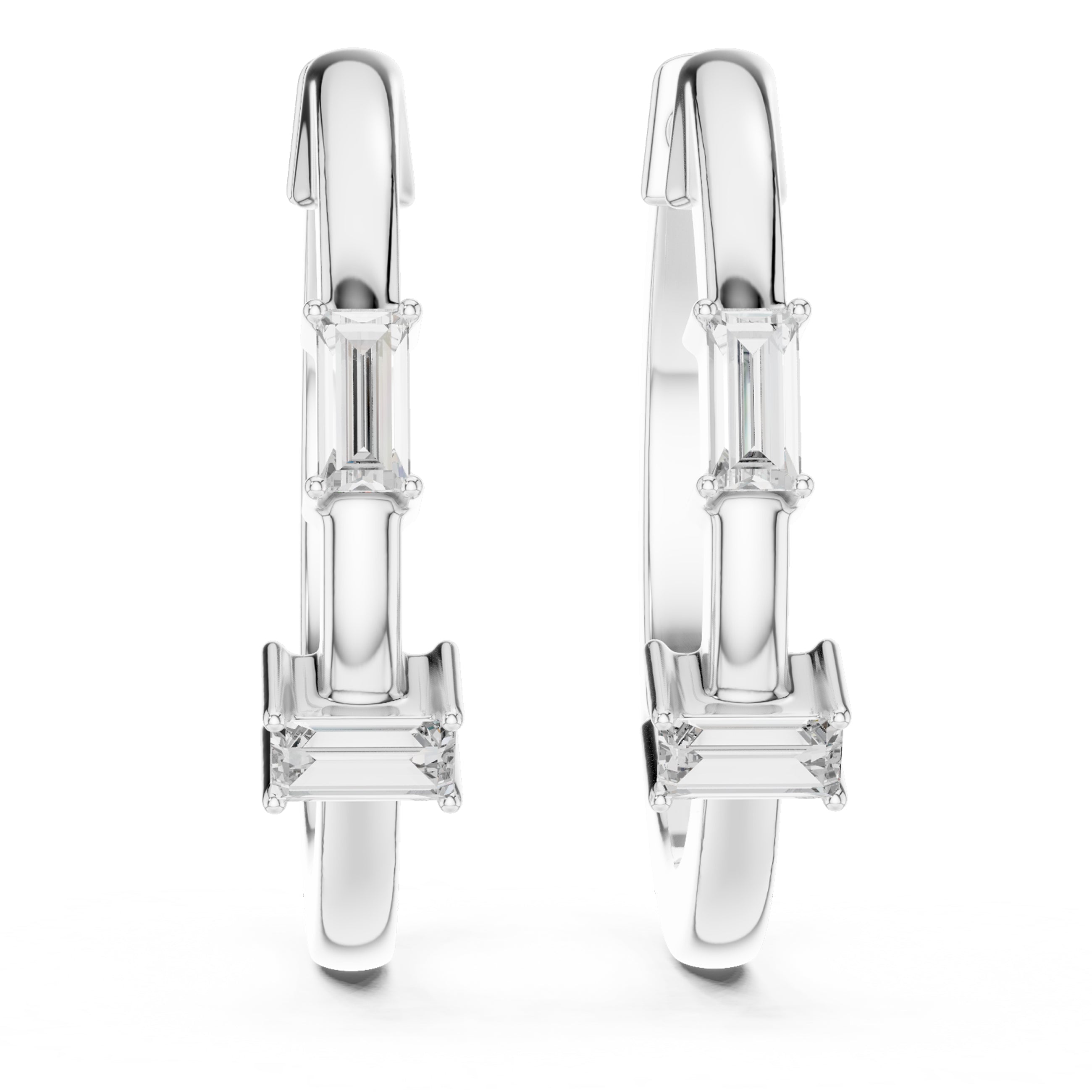 Sparkling Luxe 0.025ct Baguette Lab Grown Diamond Hoops Earrings in 18KT