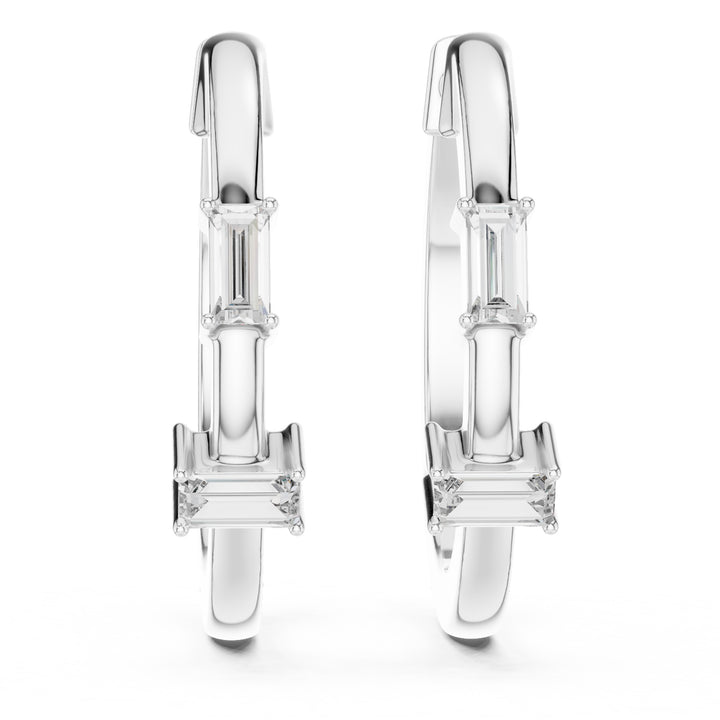 Sparkling Luxe 0.025ct Baguette Lab Grown Diamond Hoops Earrings in 18KT