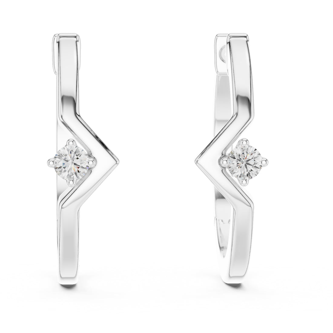 Sparkling Luxe 0.02ct Lab Grown Diamond V Hoops Earrings in 18KT