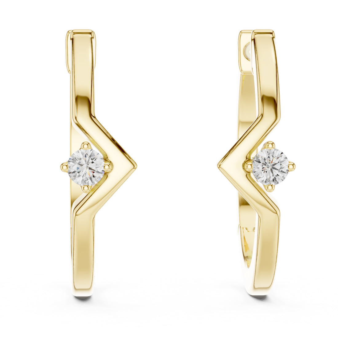 Sparkling Luxe 0.02ct Lab Grown Diamond V Hoops Earrings in 18KT