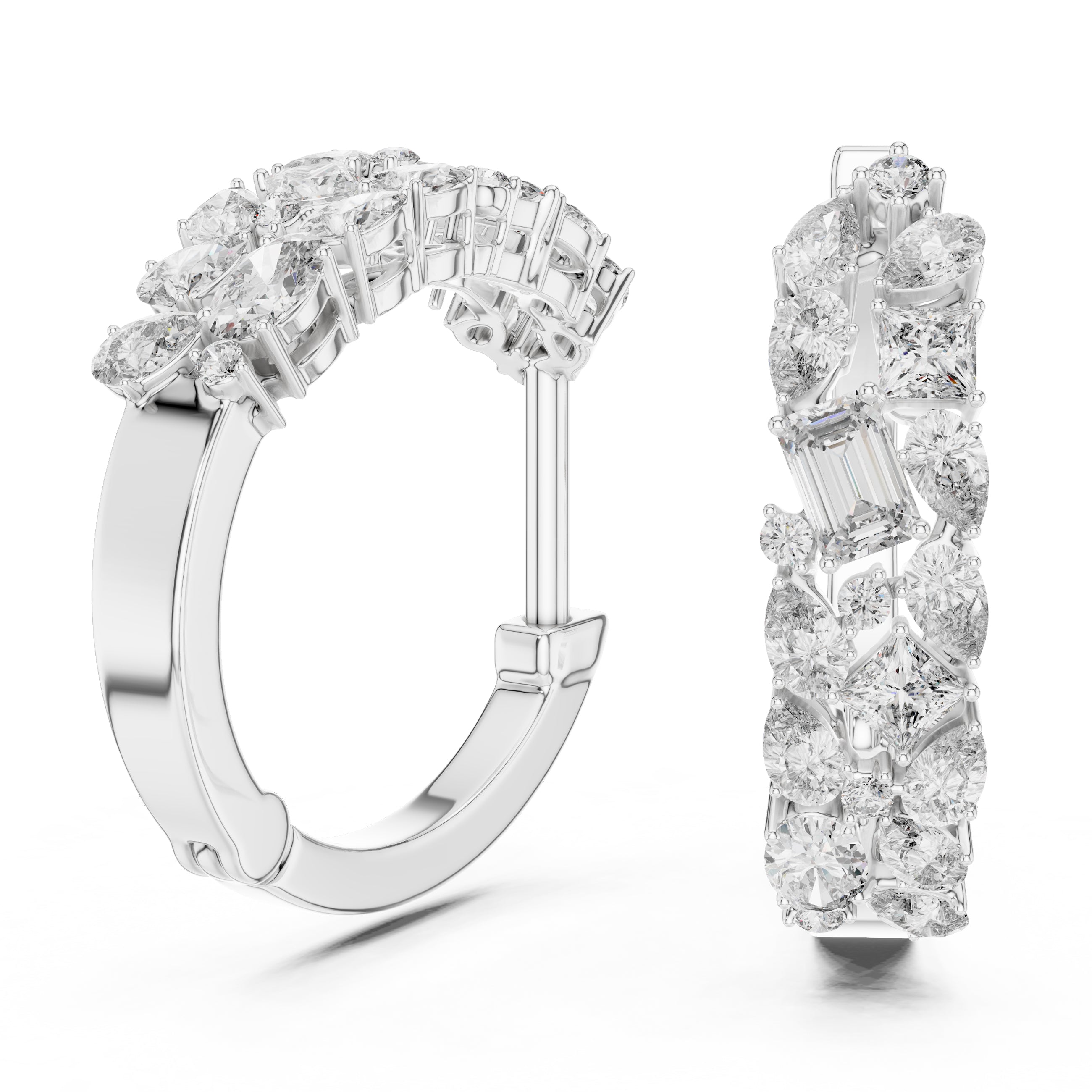 Sparkling Luxe 0.05ct Lab Grown Multi Shape Diamonds Hoops Earrings in 18KT