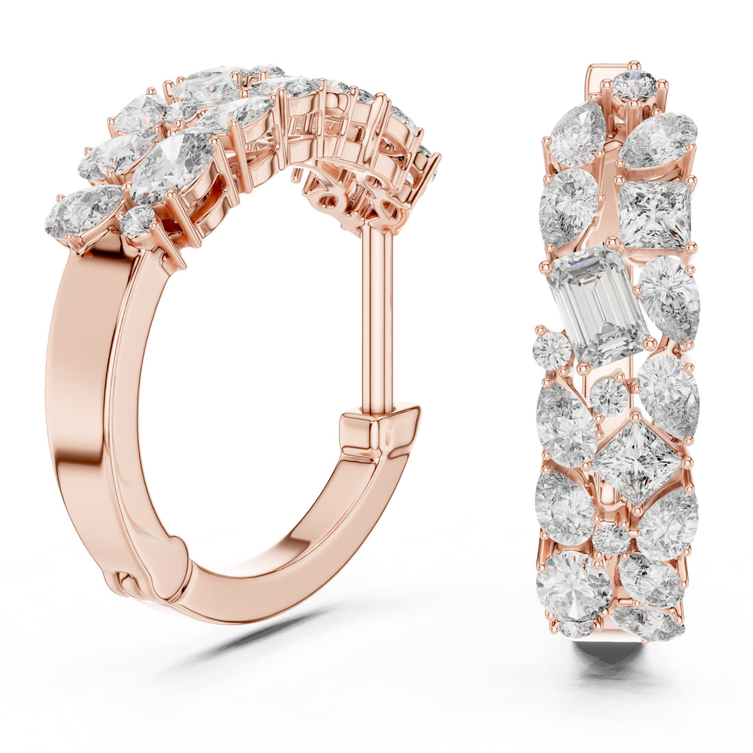Sparkling Luxe 0.05ct Lab Grown Multi Shape Diamonds Hoops Earrings in 18KT