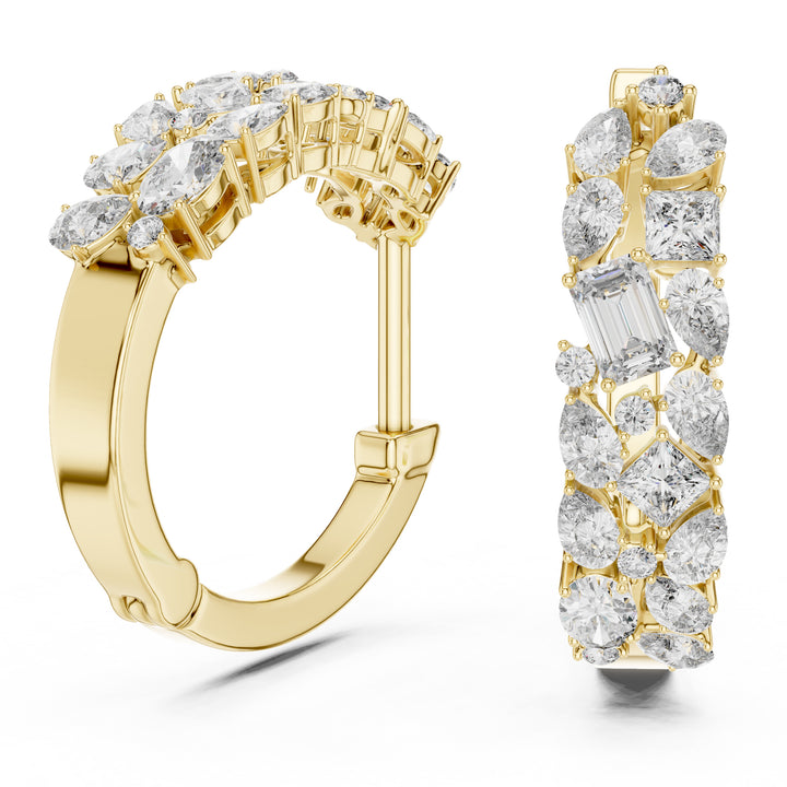 Sparkling Luxe 0.05ct Lab Grown Multi Shape Diamonds Hoops Earrings in 18KT