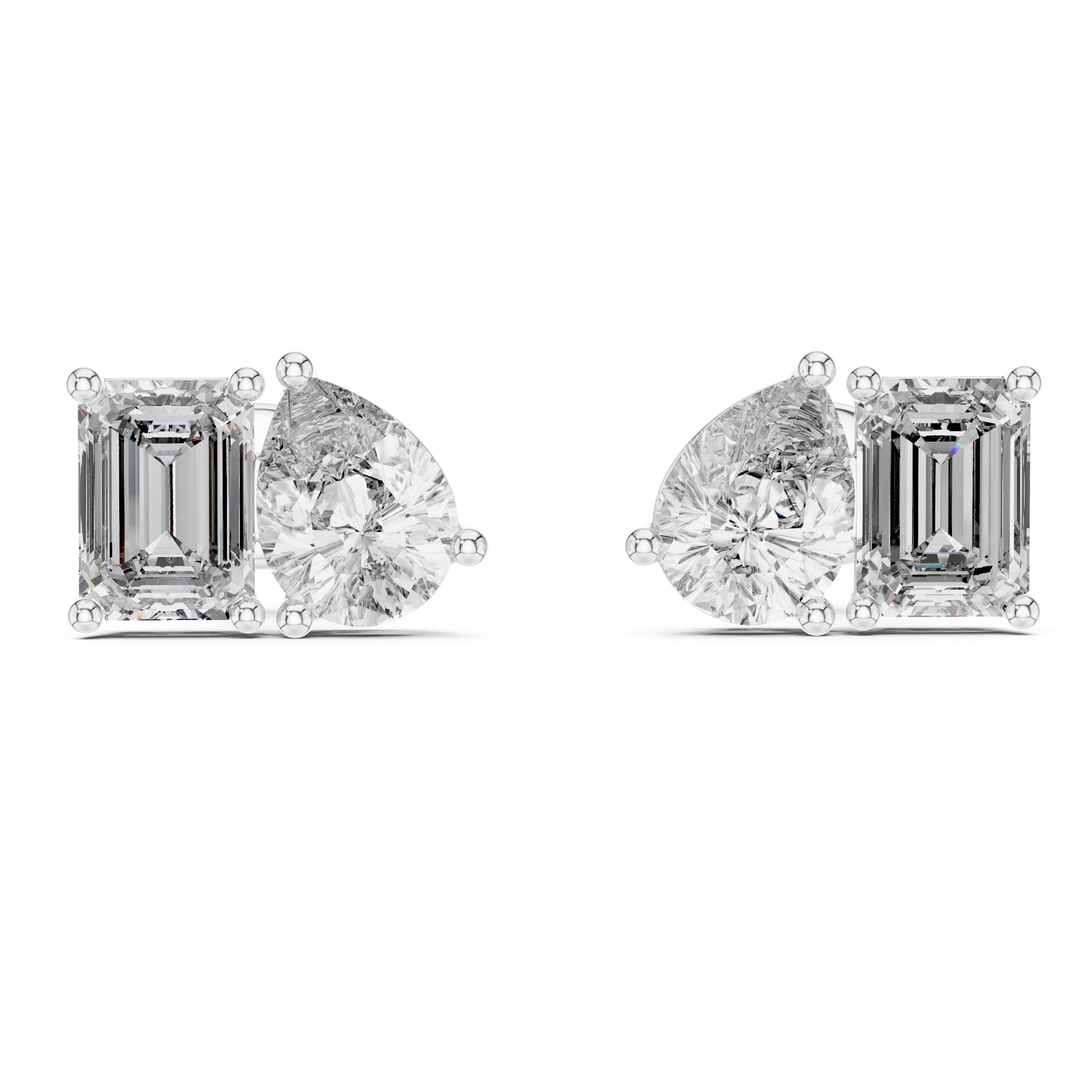 Sparkling Luxe 1ct Pear Emerald Diamond Studs Earrings in 18KT