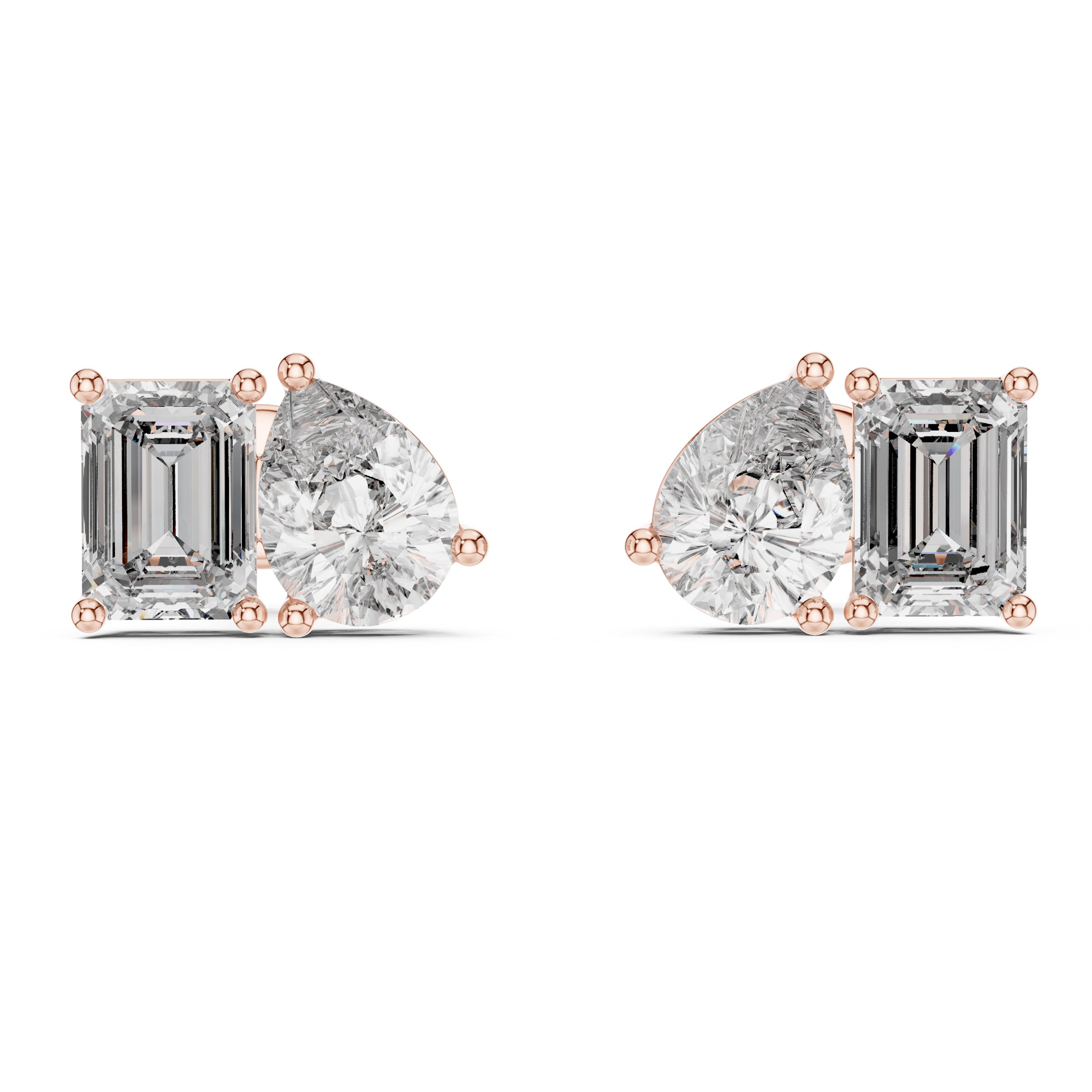 Sparkling Luxe 1ct Pear Emerald Diamond Studs Earrings in 18KT