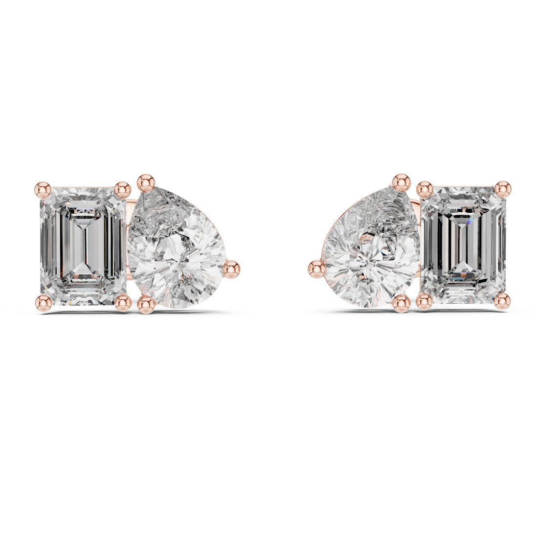 Sparkling Luxe 1ct Pear Emerald Diamond Studs Earrings in 18KT