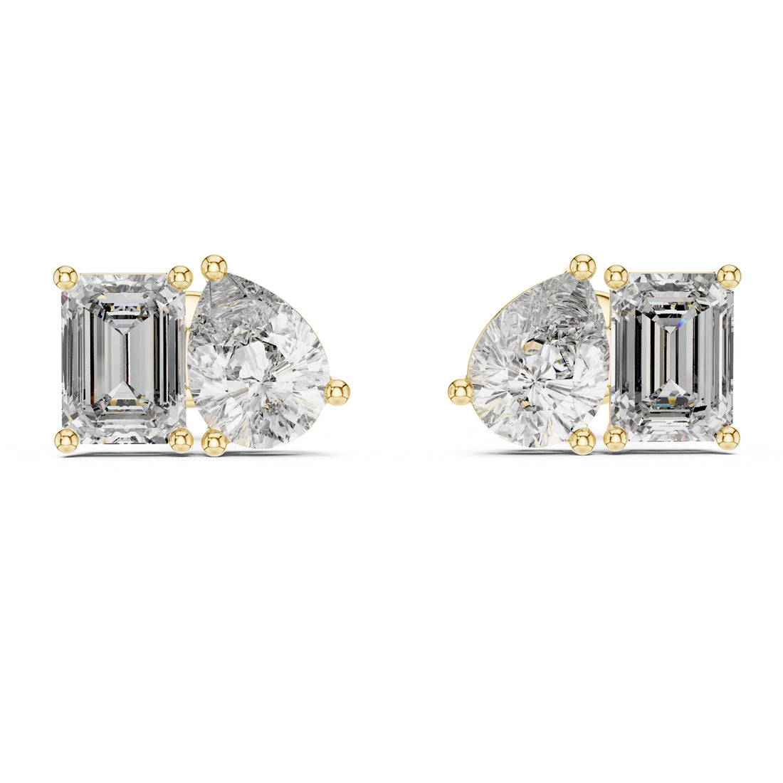 Sparkling Luxe 1ct Pear Emerald Diamond Studs Earrings in 18KT