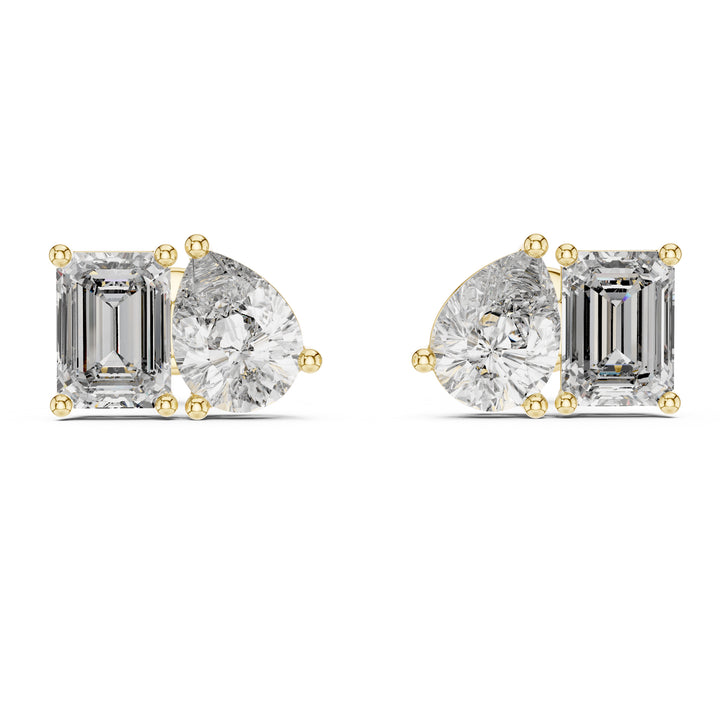 Sparkling Luxe 1ct Pear Emerald Diamond Studs Earrings in 18KT