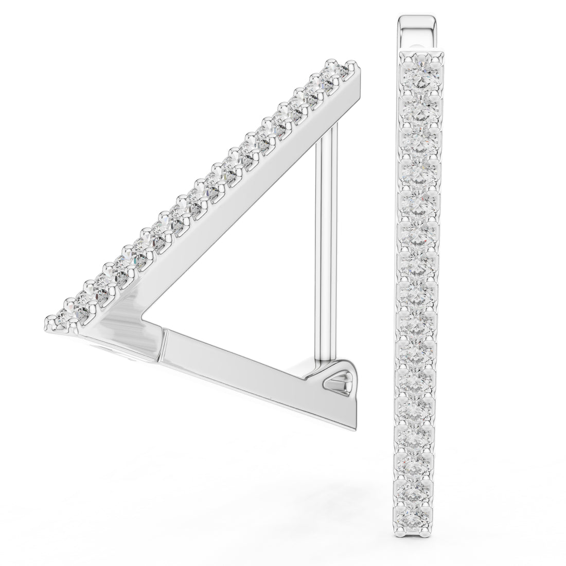 Sparkling Luxe 18KT Triangle Shape 0.006ct Round Diamond Hoops Earrings