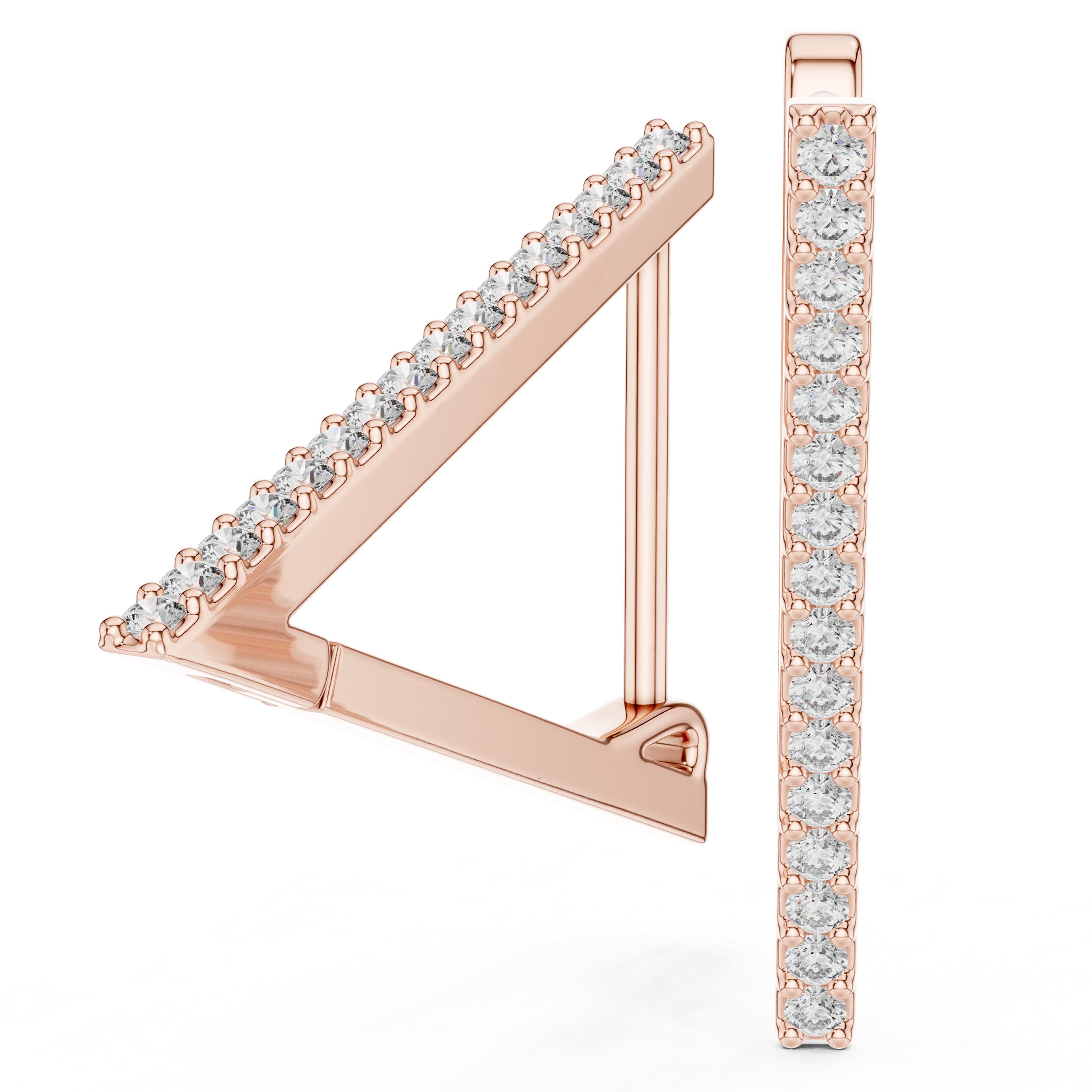 Sparkling Luxe 18KT Triangle Shape 0.006ct Round Diamond Hoops Earrings
