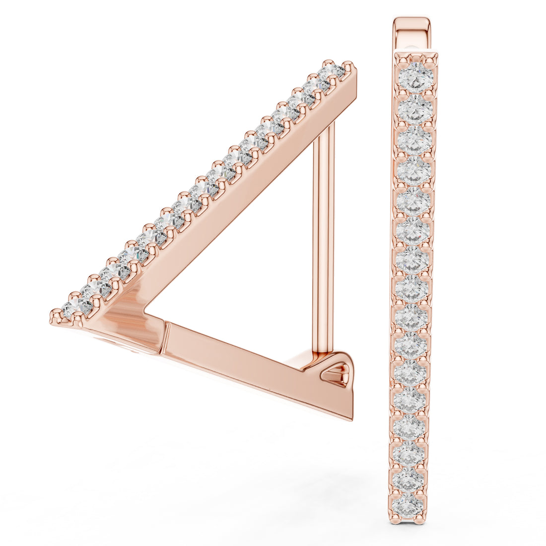 Sparkling Luxe 18KT Triangle Shape 0.006ct Round Diamond Hoops Earrings