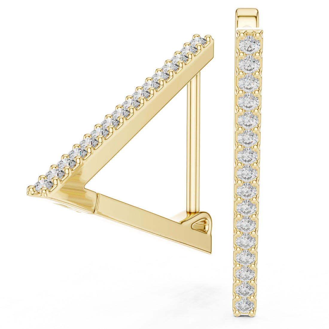 Sparkling Luxe 18KT Triangle Shape 0.006ct Round Diamond Hoops Earrings