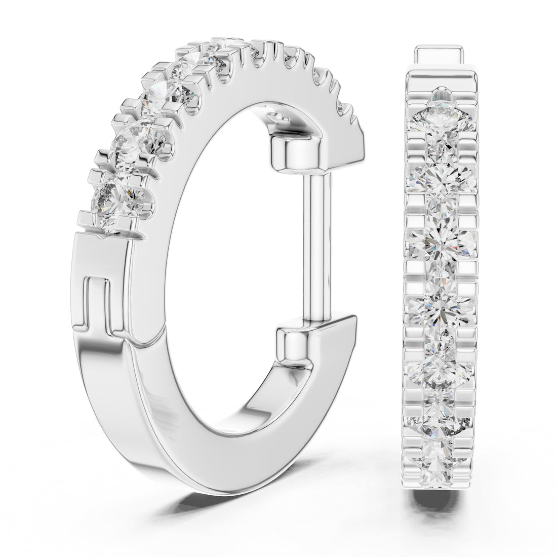 Sparkling Luxe Round Brilliant Linea Hoops Diamond Earrings 0.015ct with 18KT