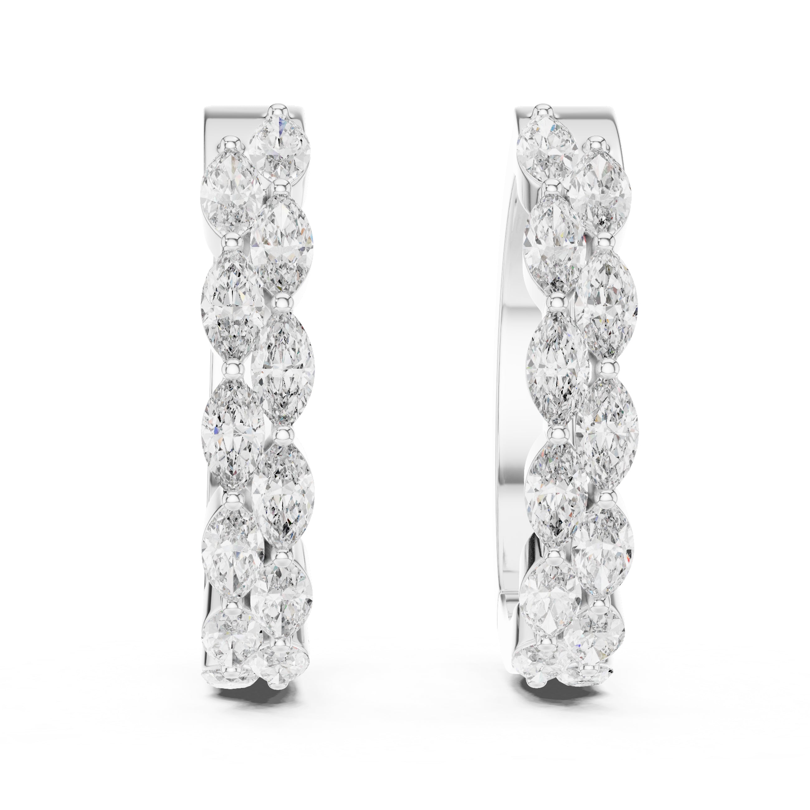 Sparkling Luxe 18KT Marquise Muse Diamond Hoops 0.06ct Stud Earrings in