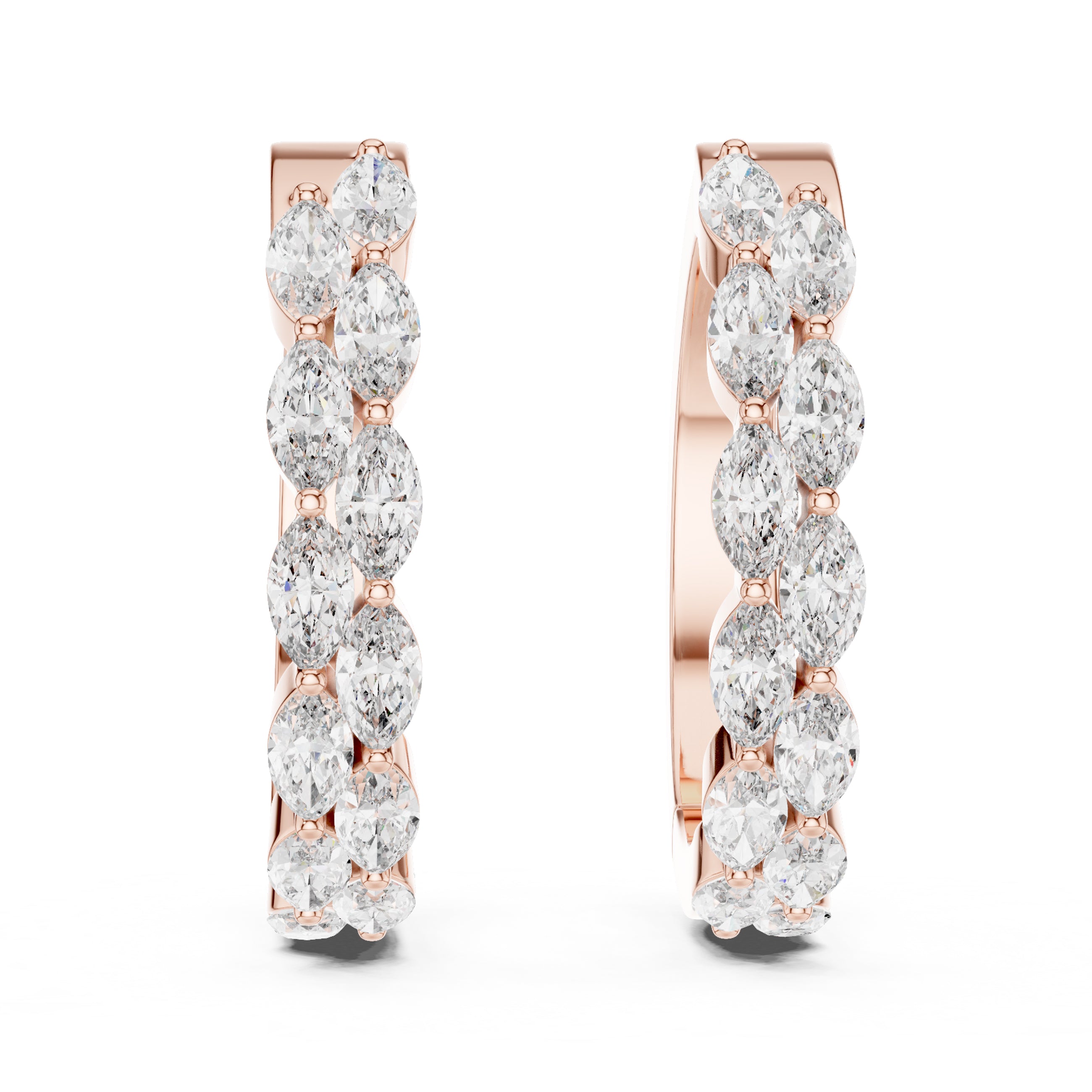 Sparkling Luxe 18KT Marquise Muse Diamond Hoops 0.06ct Stud Earrings in