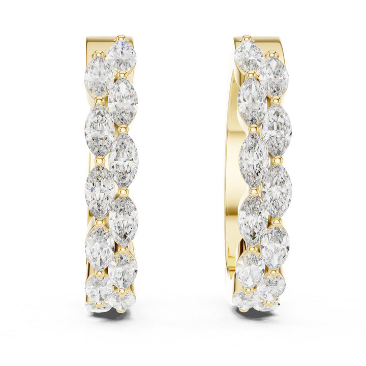 Sparkling Luxe 18KT Marquise Muse Diamond Hoops 0.06ct Stud Earrings in