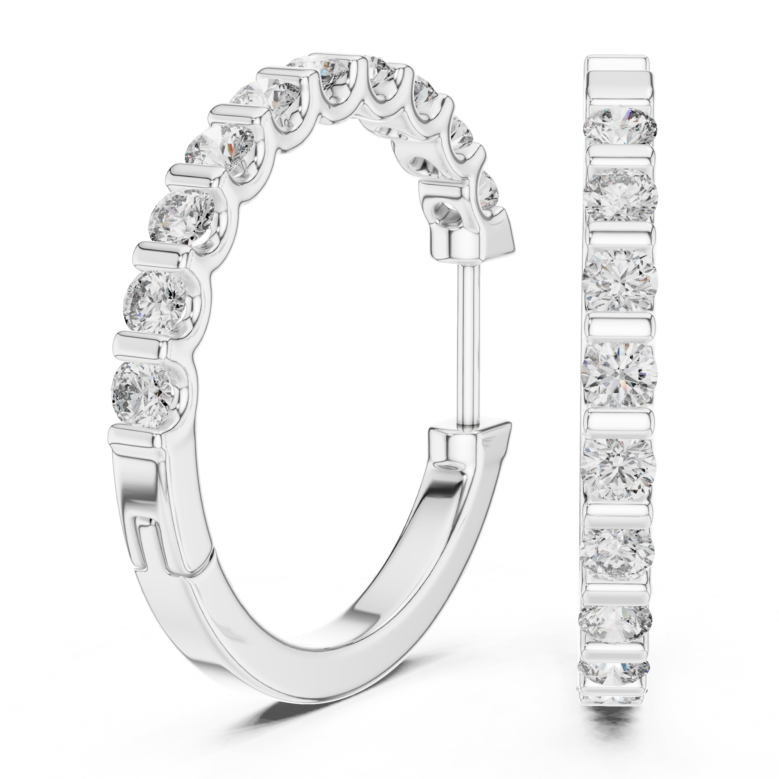 Sparkling Luxe 18KT Round Slim Lab Grown 0.03ct Diamond Hoops Earrings