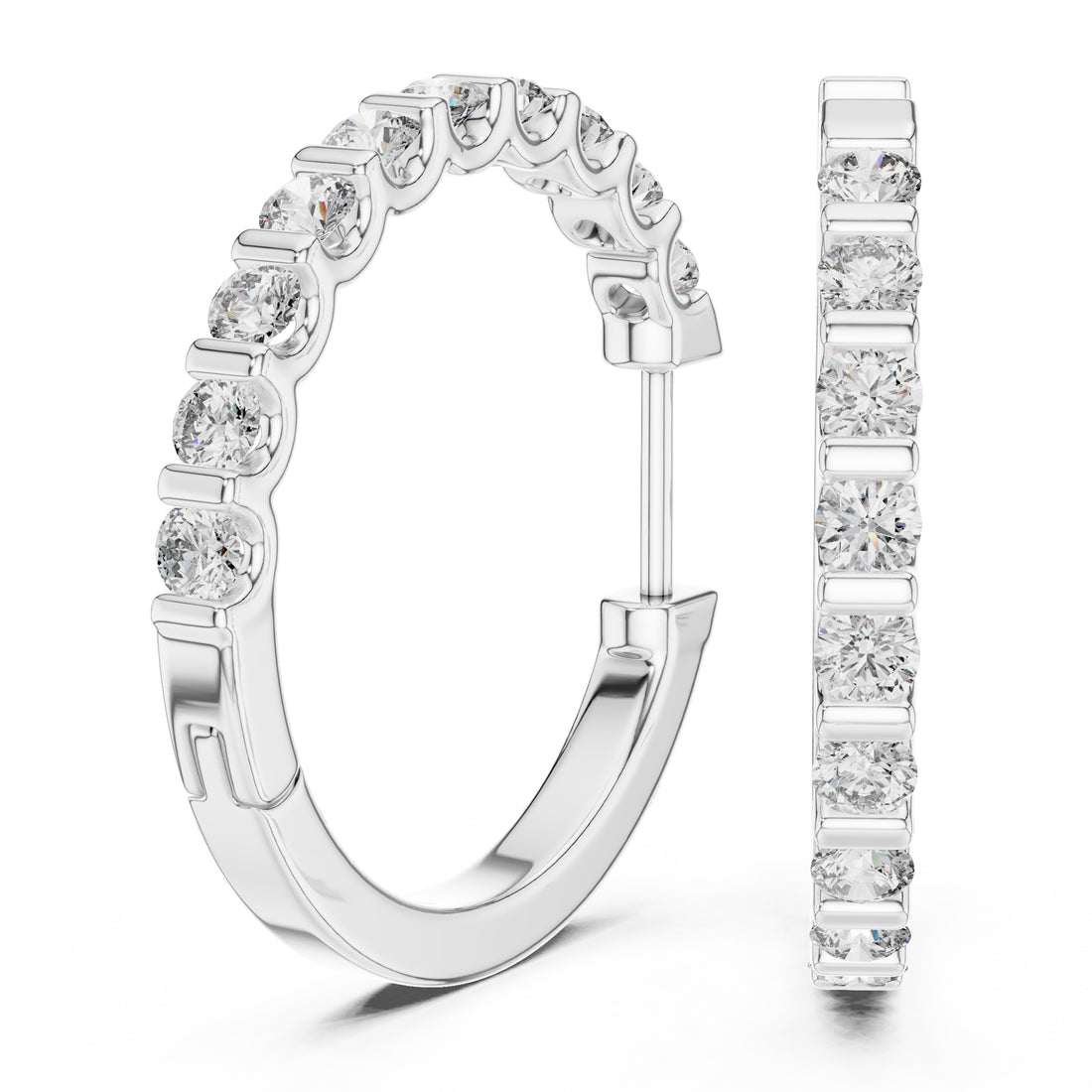Sparkling Luxe 18KT Round Slim Lab Grown 0.03ct Diamond Hoops Earrings