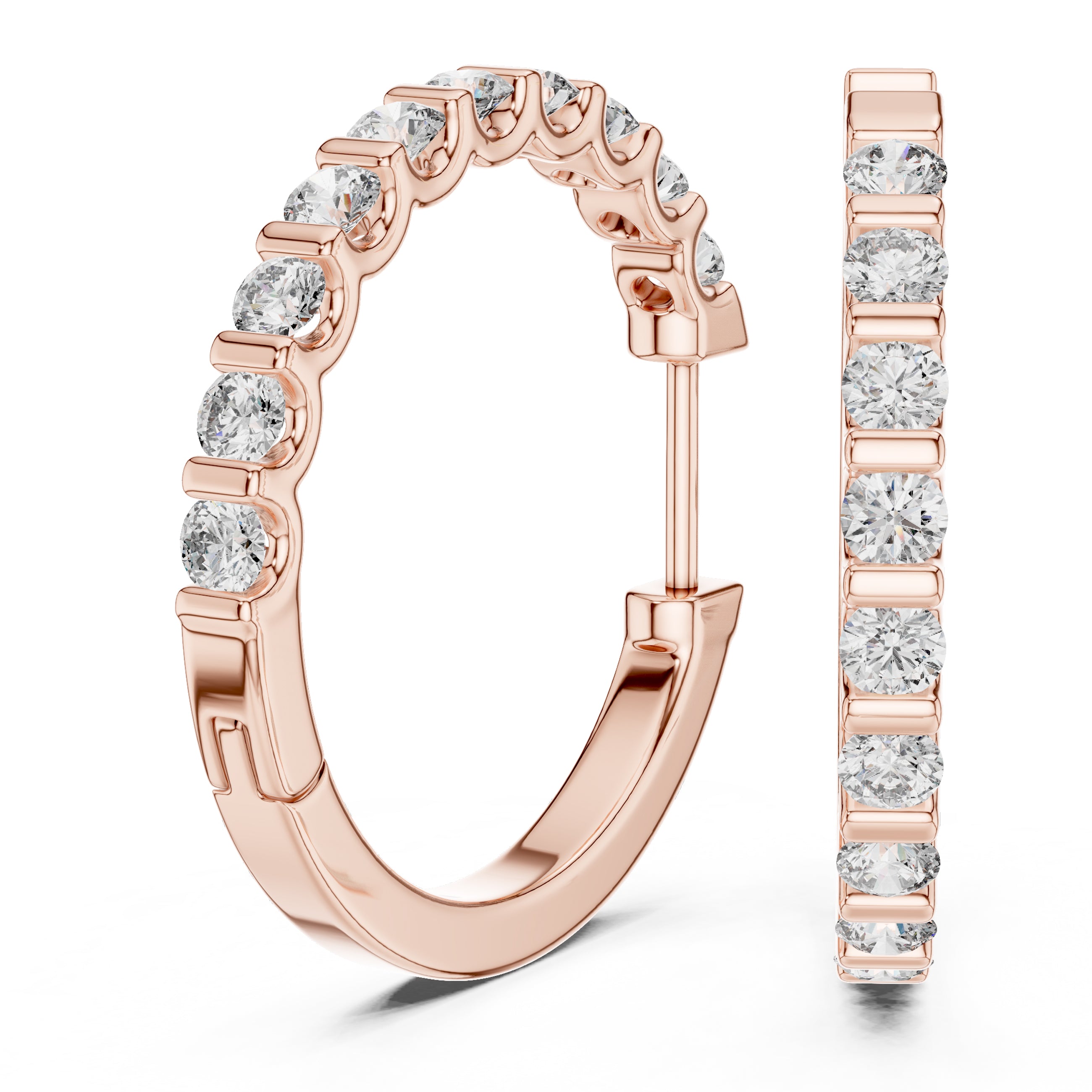 Sparkling Luxe 18KT Round Slim Lab Grown 0.03ct Diamond Hoops Earrings