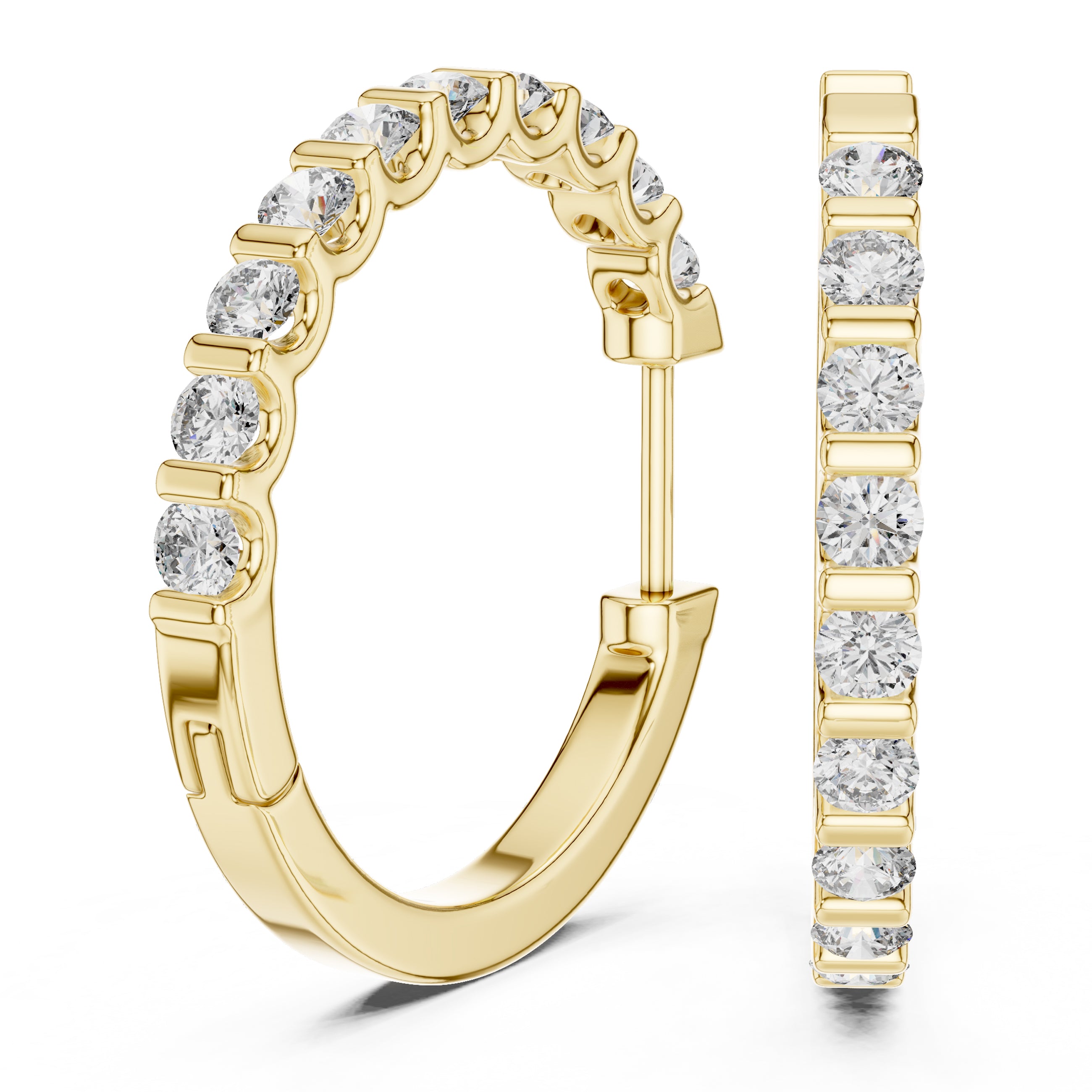 Sparkling Luxe 18KT Round Slim Lab Grown 0.03ct Diamond Hoops Earrings