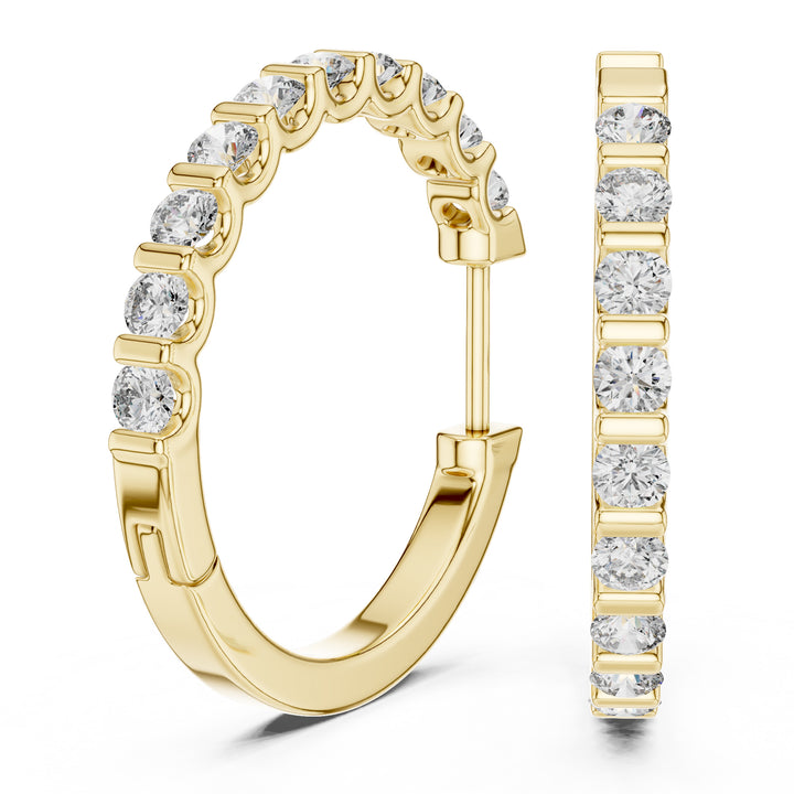Sparkling Luxe 18KT Round Slim Lab Grown 0.03ct Diamond Hoops Earrings