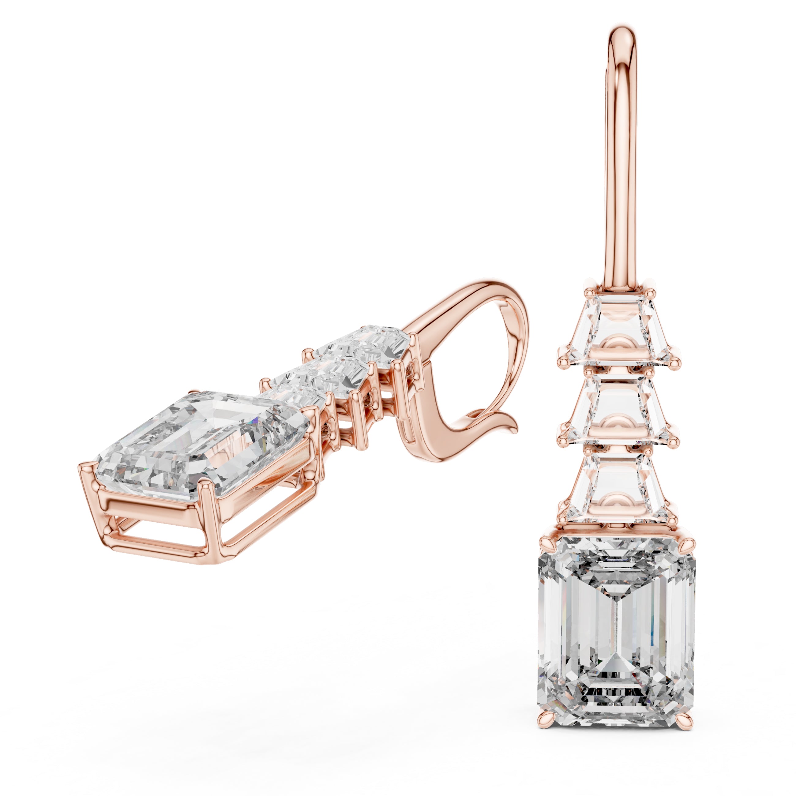 Sparkling Luxe 18KT Fancy Diamond Dangling Heart Stud 3.71ct Earrings