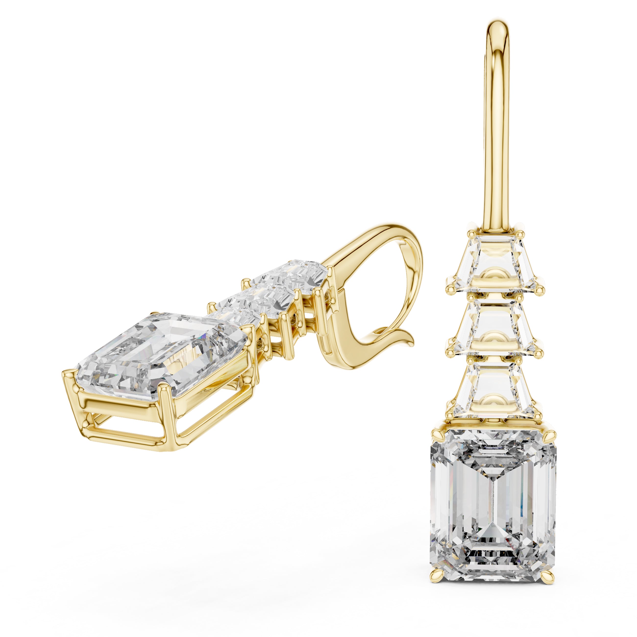 Sparkling Luxe 18KT Fancy Diamond Dangling Heart Stud 3.71ct Earrings