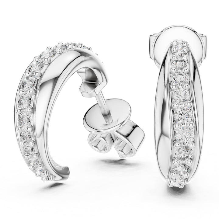 Sparkling Luxe 0.01ct Micro Pave Round Brilliant Cut Diamond Stud Hoops 18KT Earrings