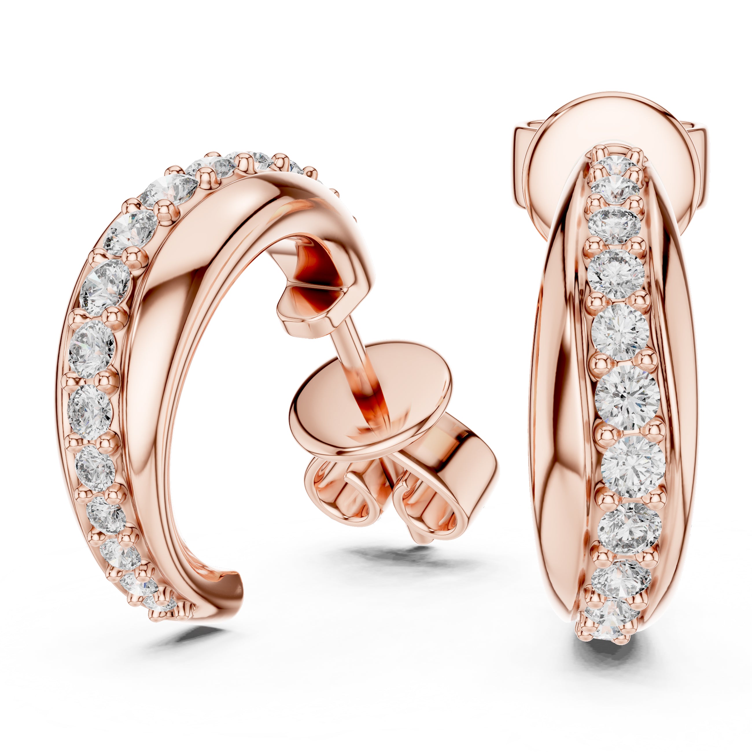 Sparkling Luxe 0.01ct Micro Pave Round Brilliant Cut Diamond Stud Hoops 18KT Earrings