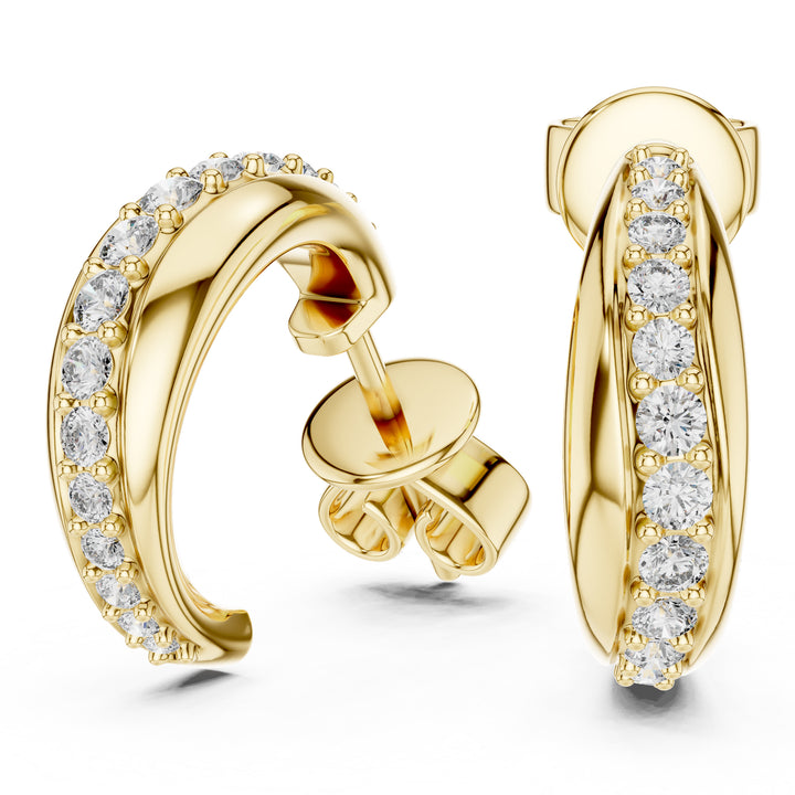 Sparkling Luxe 0.01ct Micro Pave Round Brilliant Cut Diamond Stud Hoops 18KT Earrings