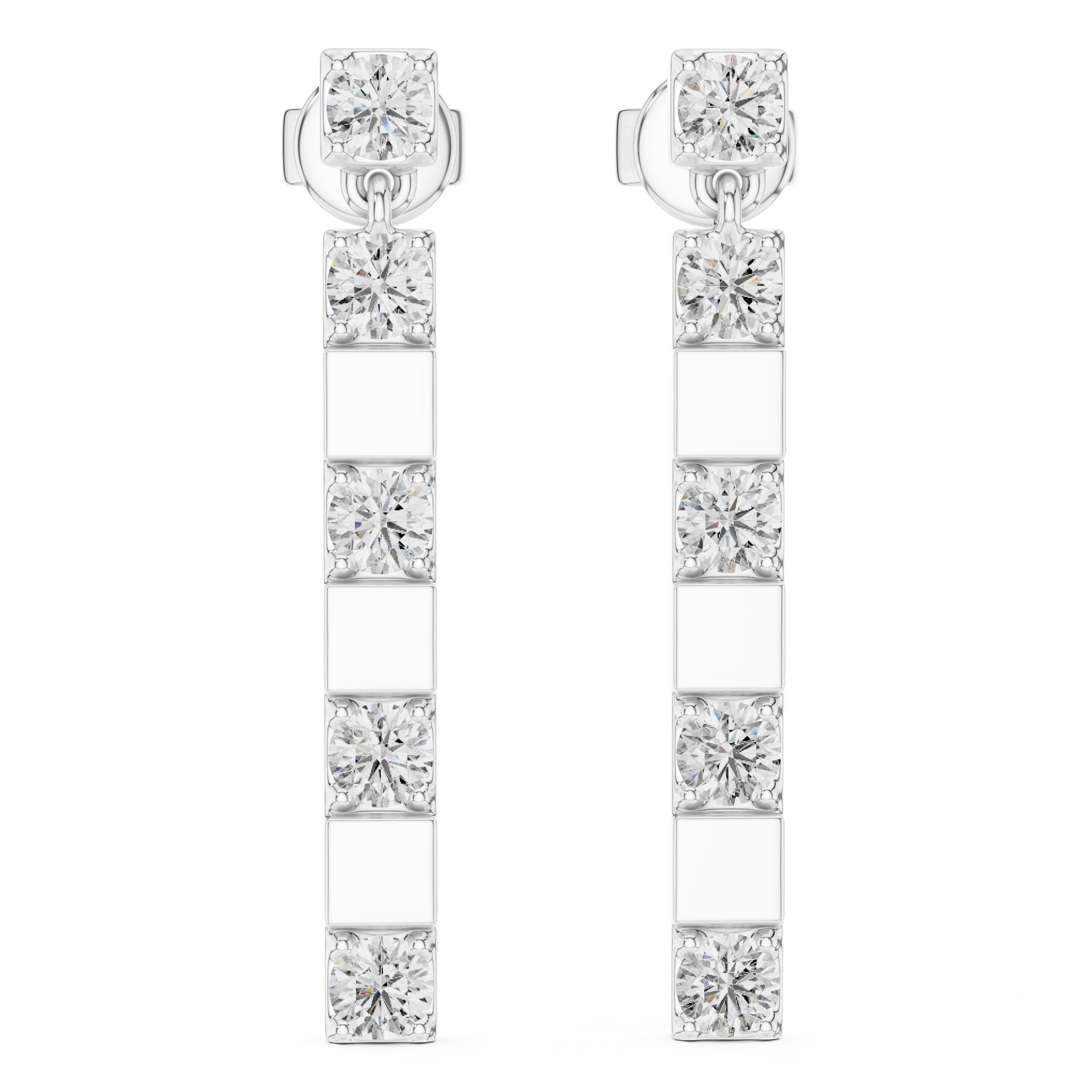 Sparkling Luxe 18KT Round Cut Diamond Hanging 0.11ct Earrings