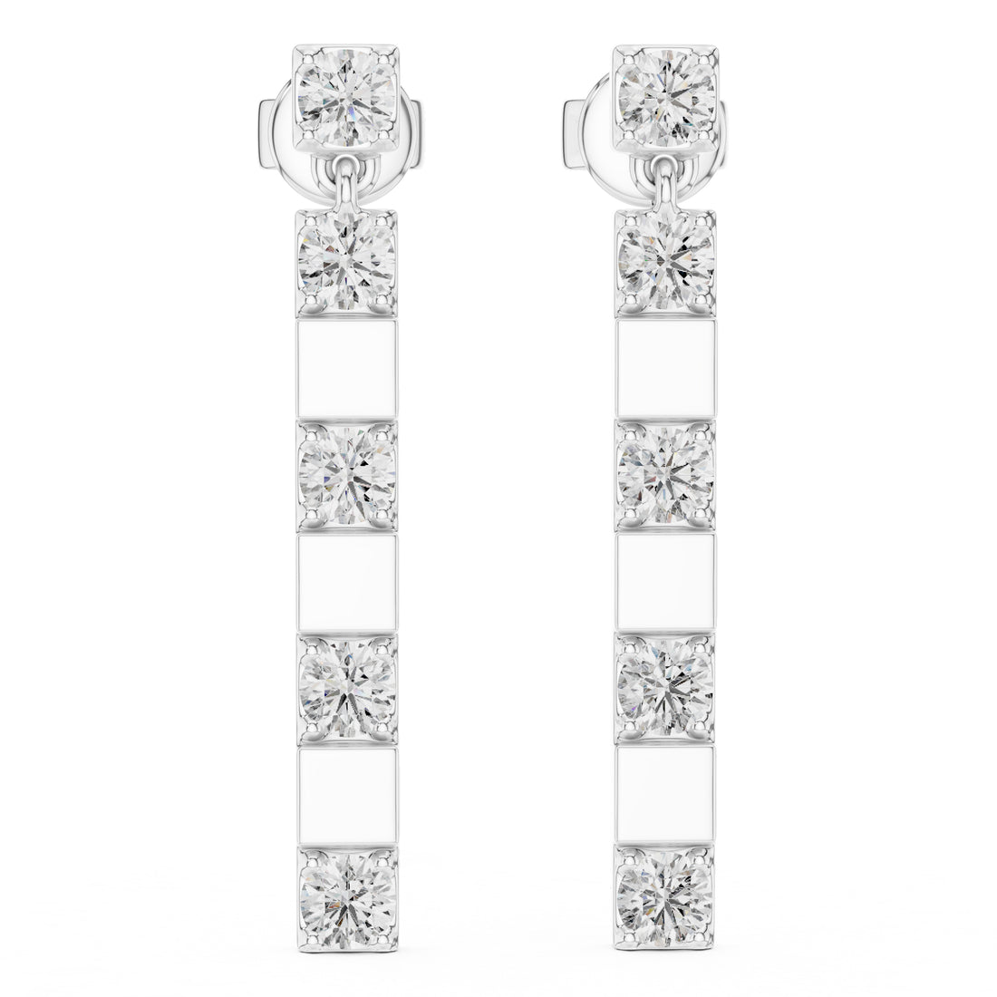 Sparkling Luxe 18KT Round Cut Diamond Hanging 0.11ct Earrings