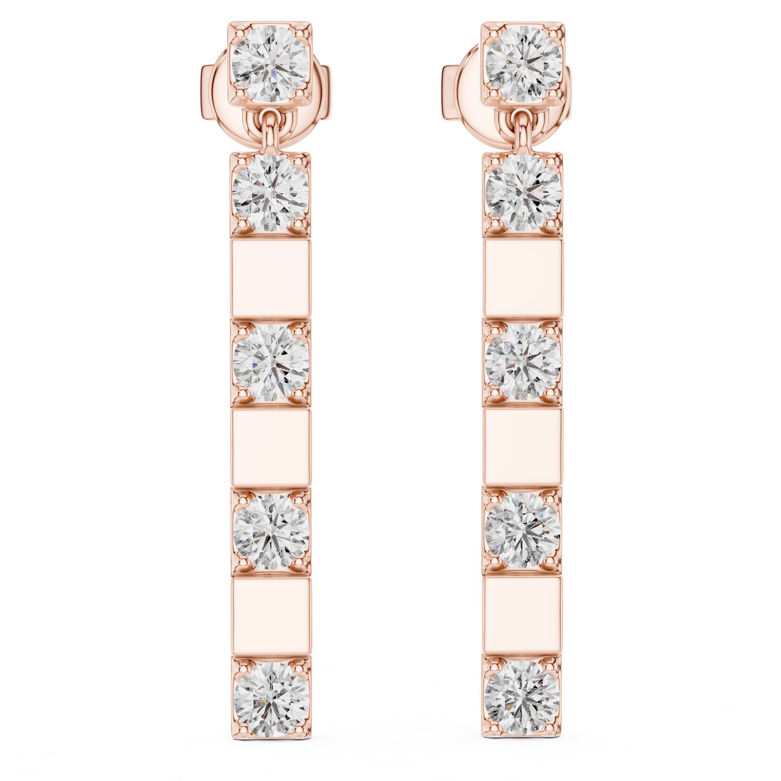 Sparkling Luxe 18KT Round Cut Diamond Hanging 0.11ct Earrings