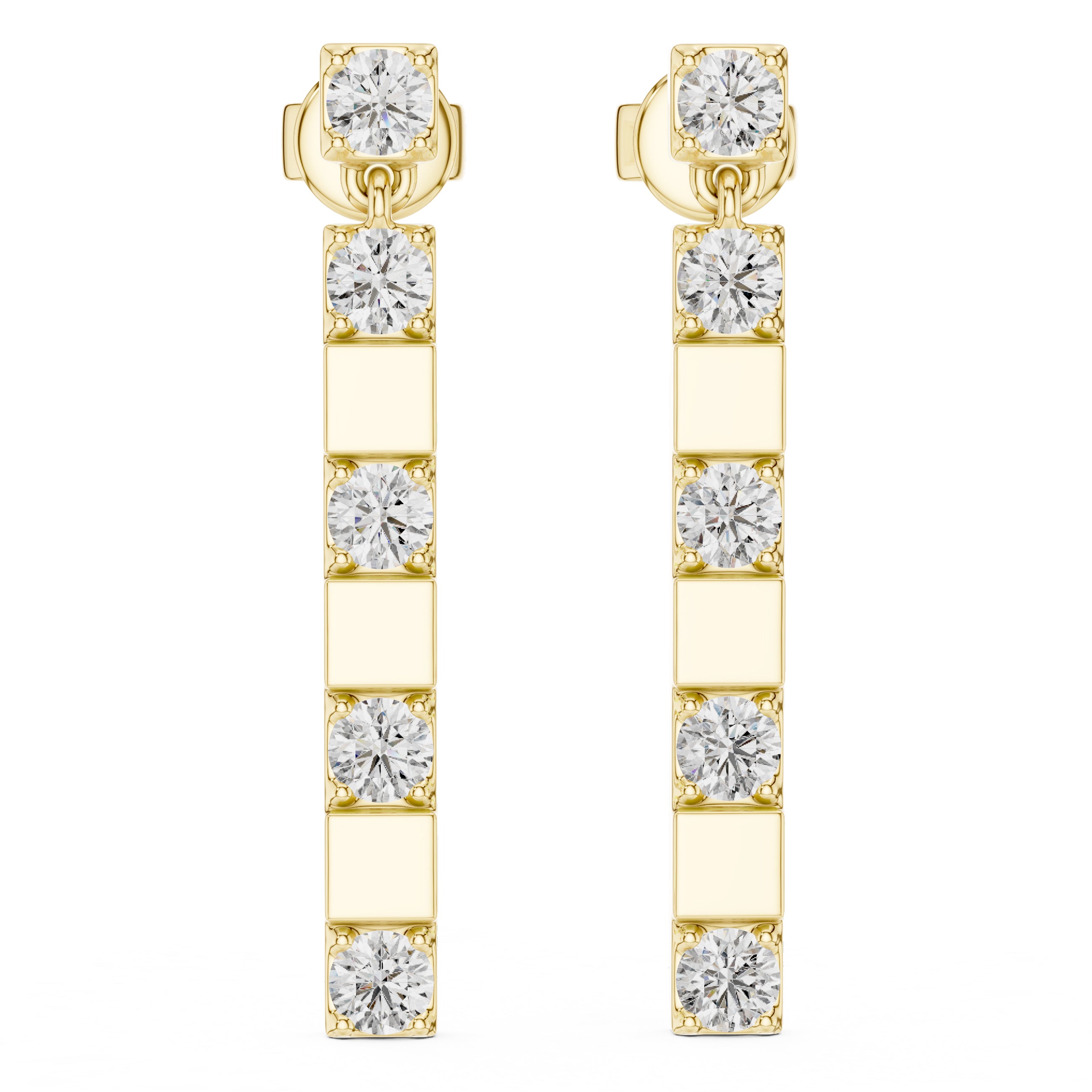 Sparkling Luxe 18KT Round Cut Diamond Hanging 0.11ct Earrings