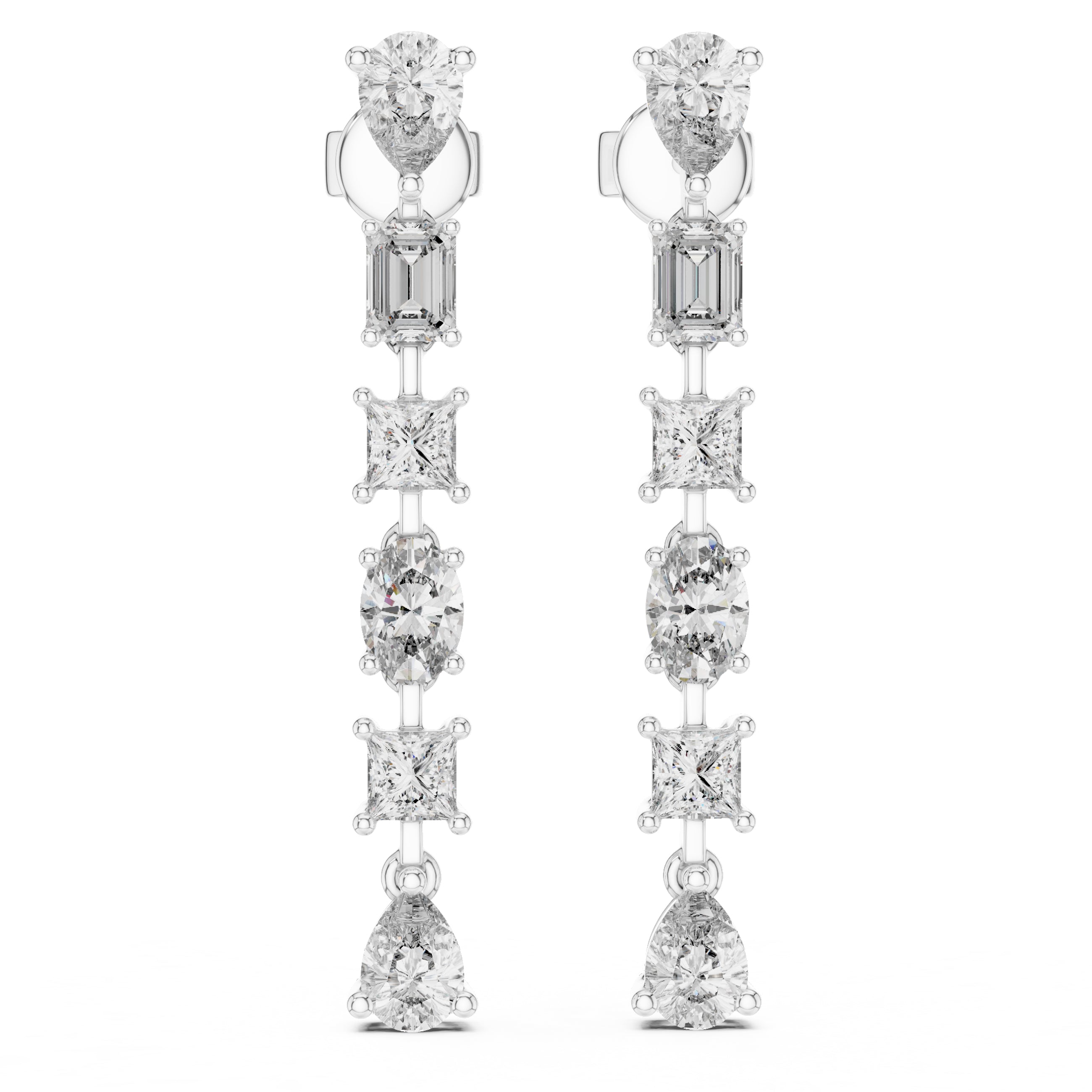 Sparkling Luxe 0.3ct Elegant Fancy Multi-Cut Diamond Drop Earrings 18KT