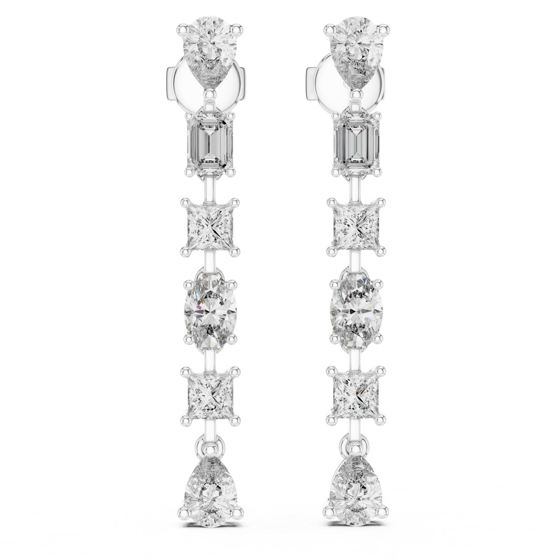 Sparkling Luxe 0.3ct Elegant Fancy Multi-Cut Diamond Drop Earrings 18KT
