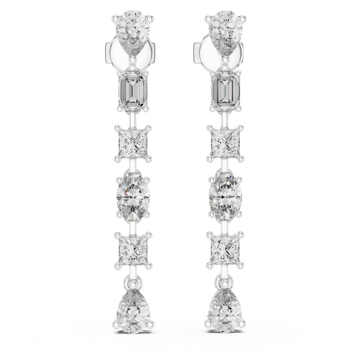 Sparkling Luxe 0.3ct Elegant Fancy Multi-Cut Diamond Drop Earrings 18KT