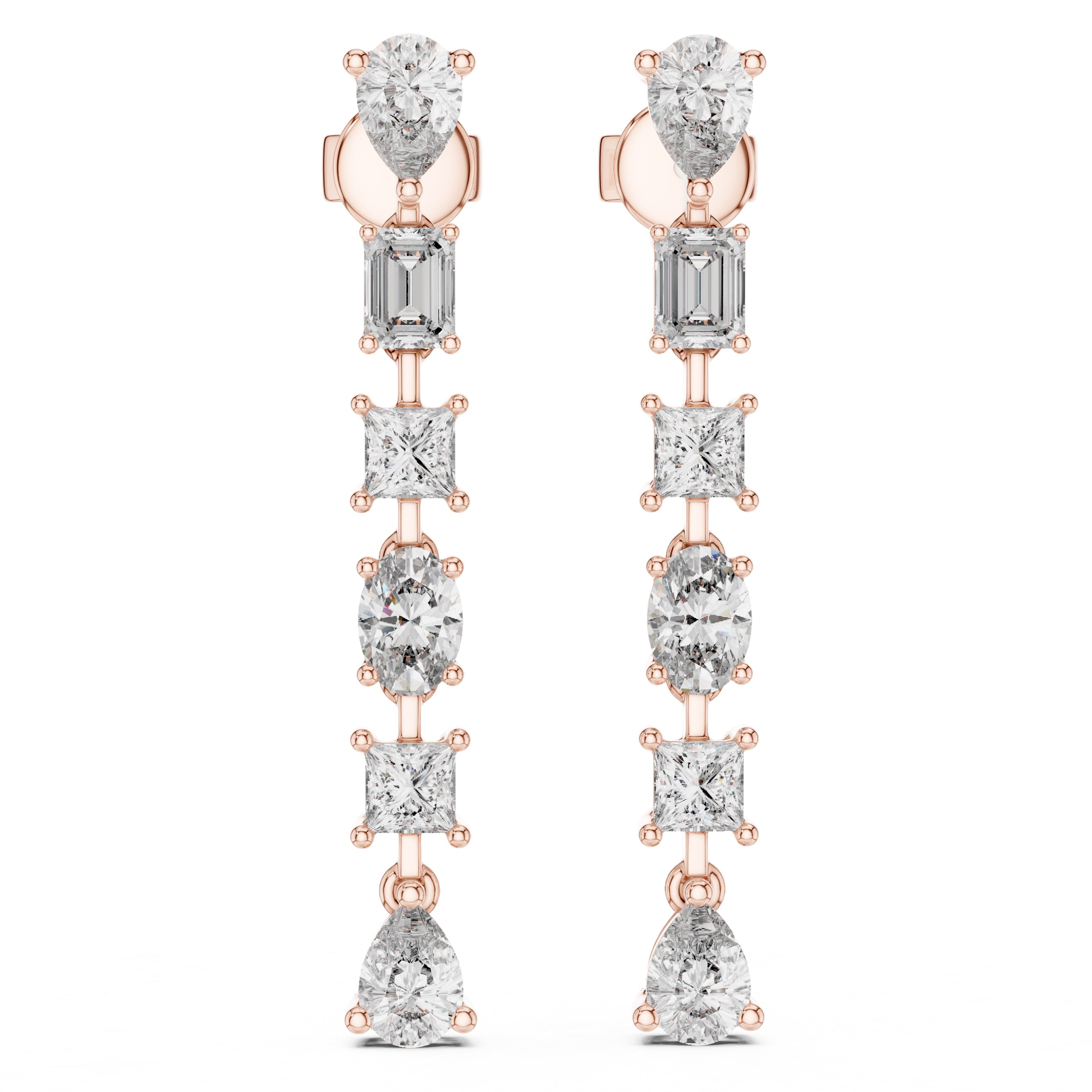 Sparkling Luxe 0.3ct Elegant Fancy Multi-Cut Diamond Drop Earrings 18KT