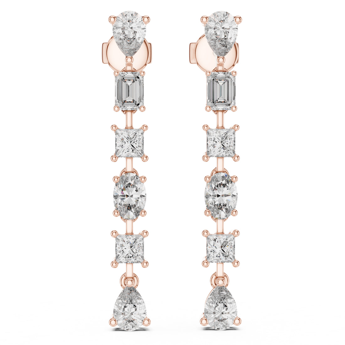 Sparkling Luxe 0.3ct Elegant Fancy Multi-Cut Diamond Drop Earrings 18KT