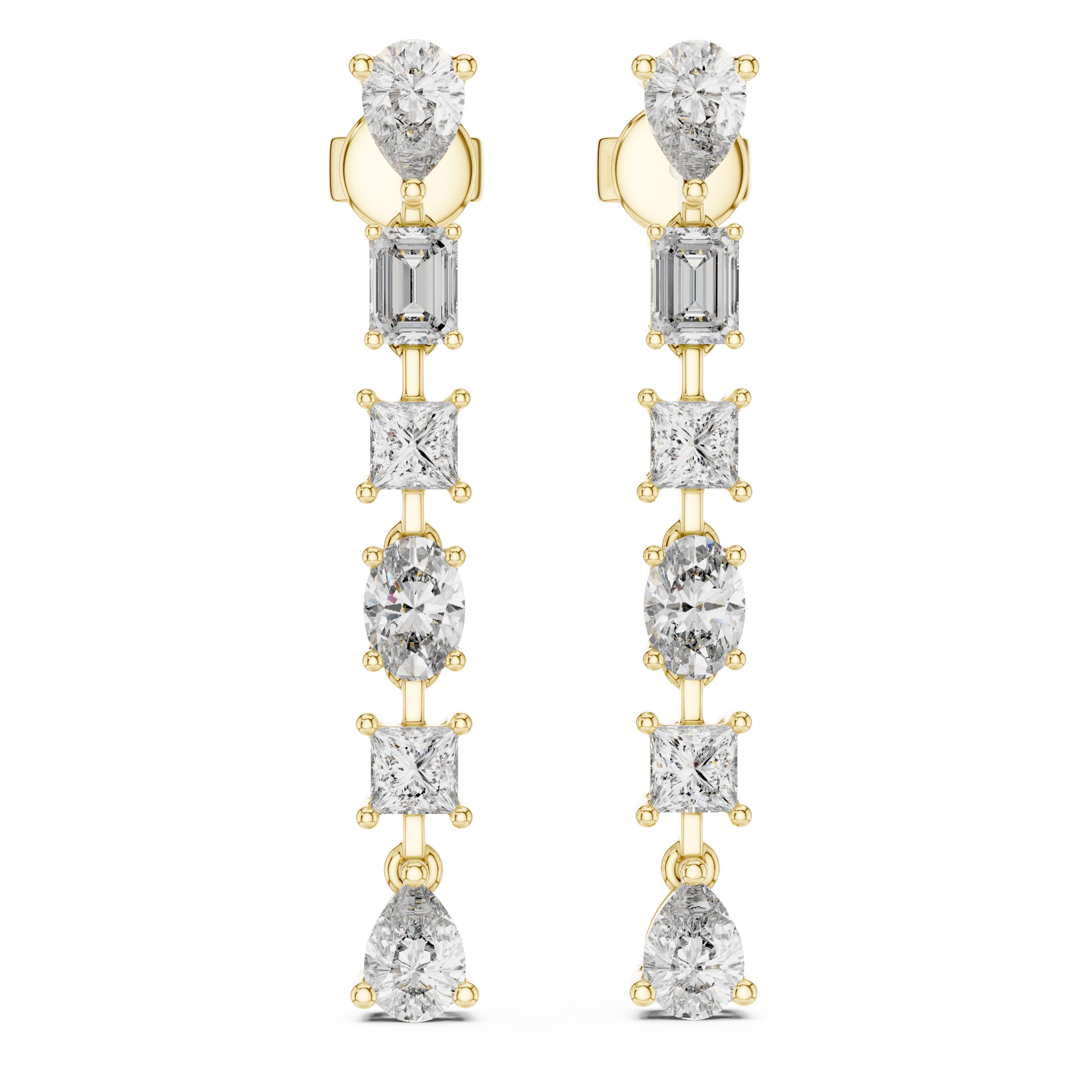 Sparkling Luxe 0.3ct Elegant Fancy Multi-Cut Diamond Drop Earrings 18KT