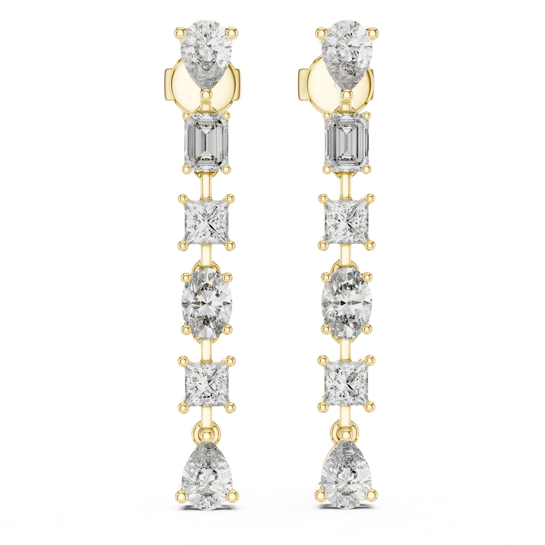 Sparkling Luxe 0.3ct Elegant Fancy Multi-Cut Diamond Drop Earrings 18KT