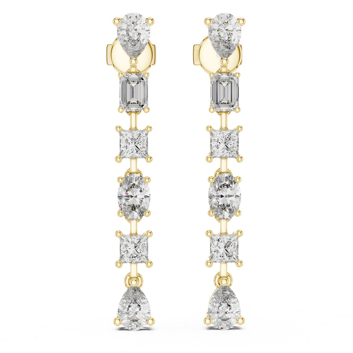 Sparkling Luxe 0.3ct Elegant Fancy Multi-Cut Diamond Drop Earrings 18KT