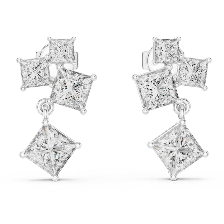 Sparkling Luxe 18KT Classic Four Princess Cut 0.17ct Diamond Stud Earrings