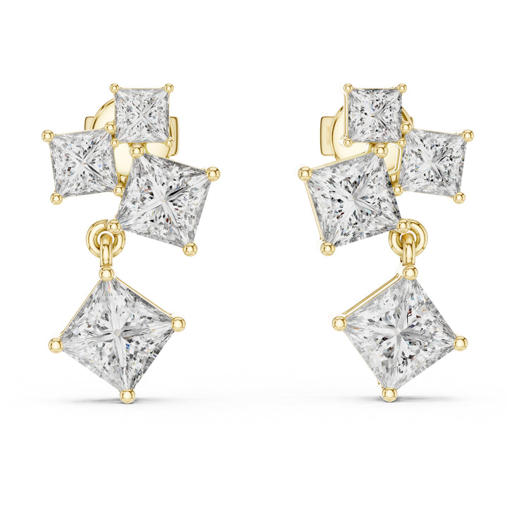 Sparkling Luxe 18KT Classic Four Princess Cut 0.17ct Diamond Stud Earrings