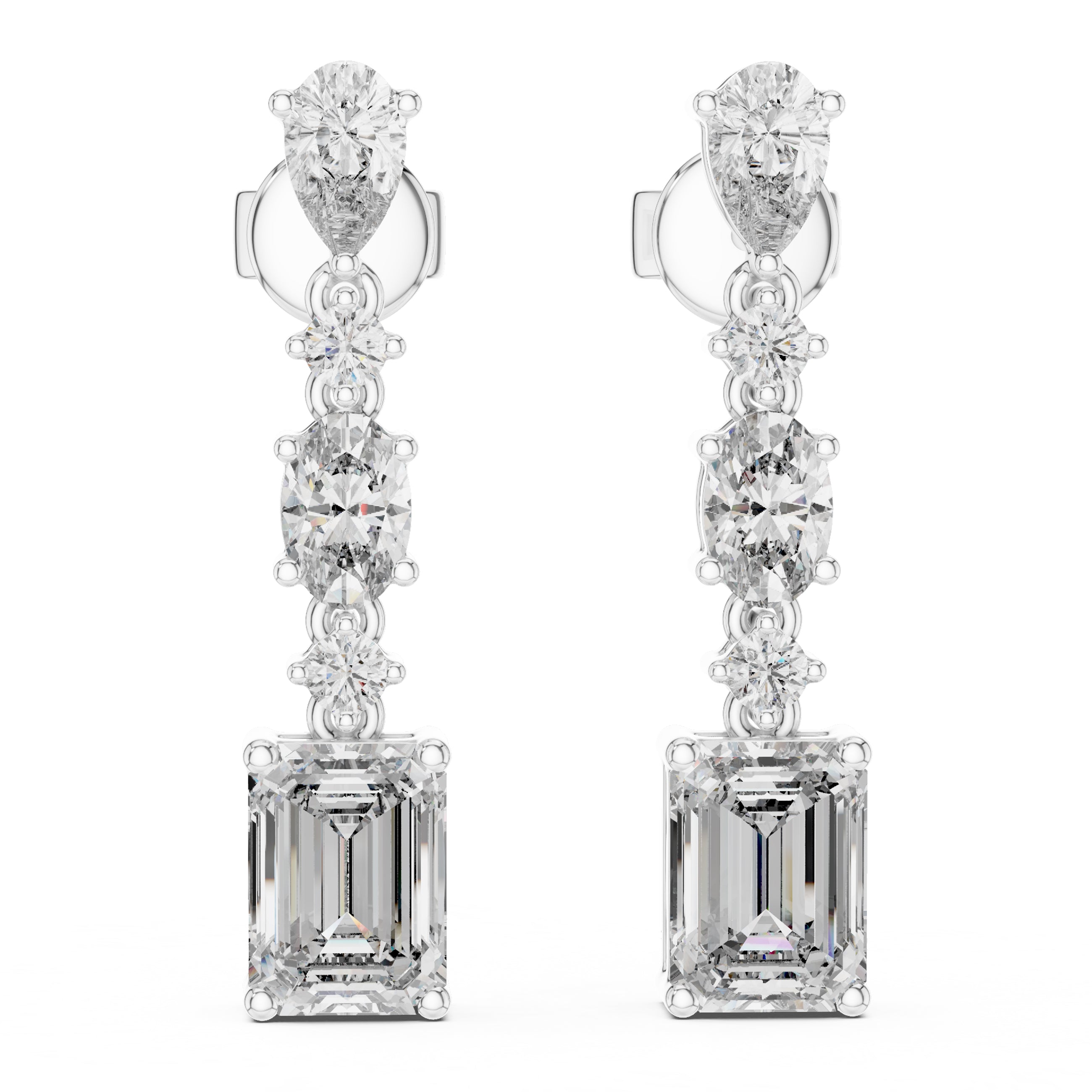 Sparkling Luxe 0.165ct Mixed Shape Diamond Dangling Earrings in 18KT
